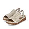 Rieker Knitted Wedge Slingback Sandal - Cream Combi